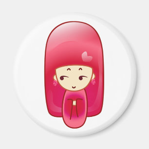 Imã Kokeshi cor-de-rosa