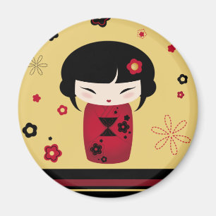 Imã Kokeshi vermelho