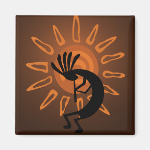 Imã Kokopelli Sun Magnet Castanho Russo Sudoeste