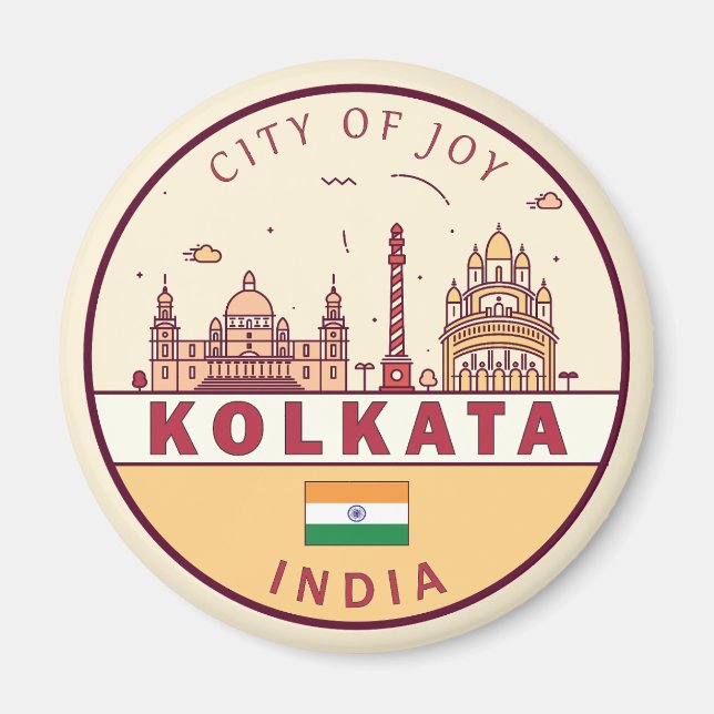 Imã Kolkata India City Skyline Emblem (Frente)