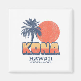 Imã Kona Havaí Pôr do Sol Retro Palmeira Fofo Havaiano