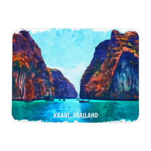 Ímã Krabi Tailândia Paraíso de Praia Aquarela