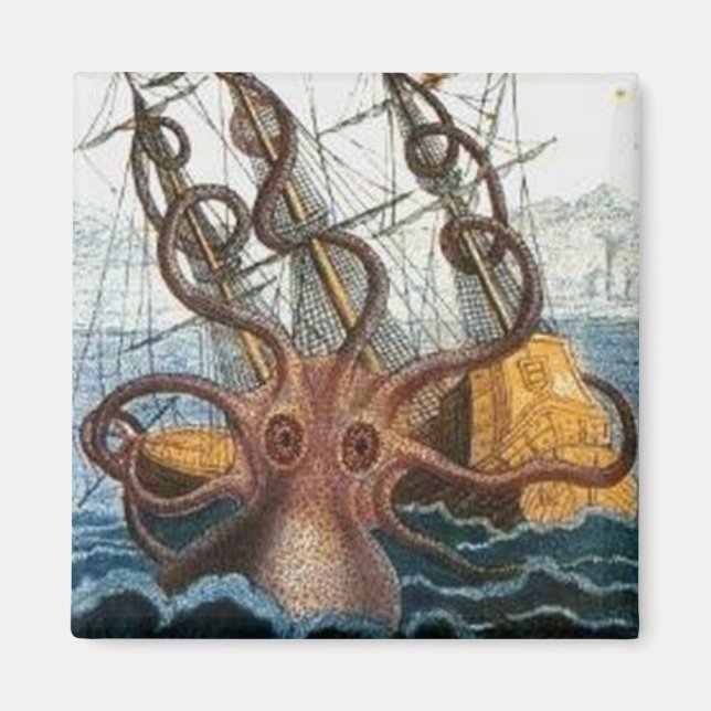 Imã Kraken Steampunk Octopus Vintage (Frente)