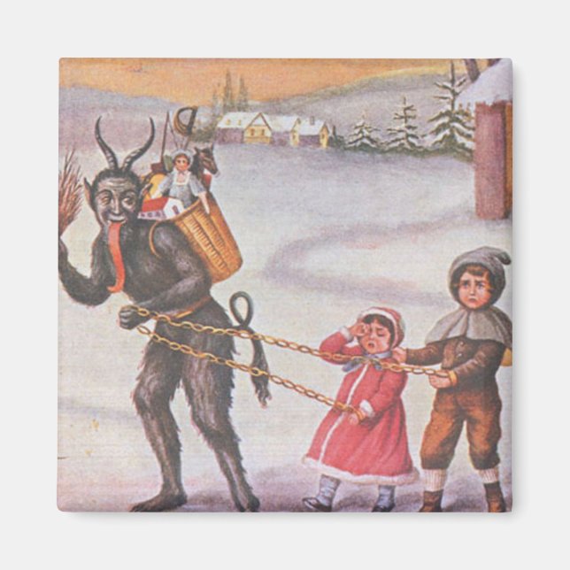 Imã Krampus Roubando Brinquedos e Crianças (Frente)