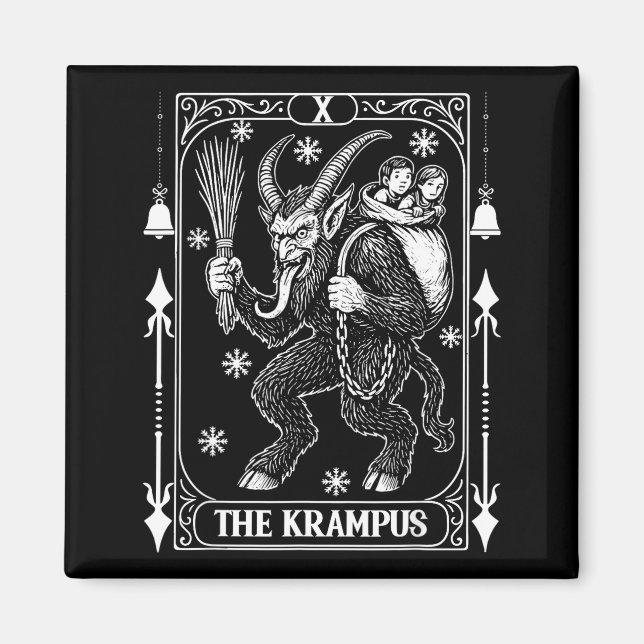 Imã Krampus Tarot Card Design Christmas Season Evil Pa (Frente)