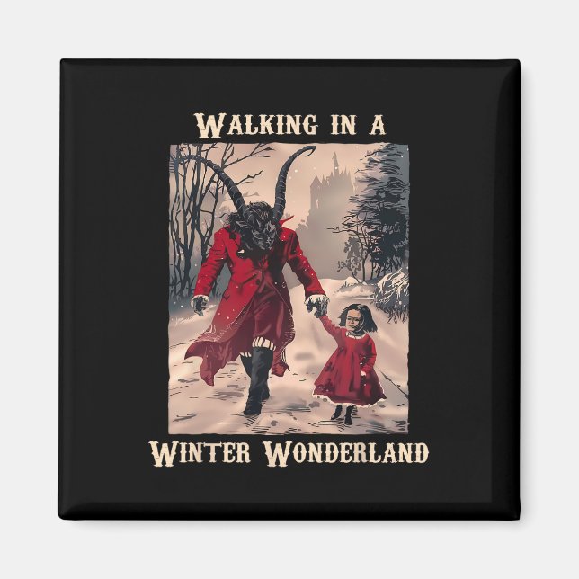 Imã Krampus Winter Wonderland Design de Natal Gótico (Frente)