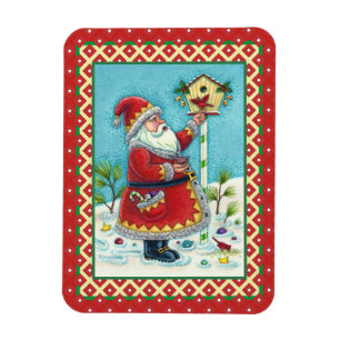 ÍMÃ KRIS KRINGLE ALIMENTAR AVES, NATAL BIRDHOUSE
