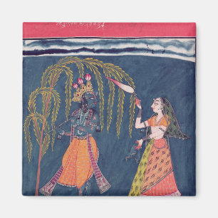 Imã Krishna que joga uma flauta, 'do Vahula