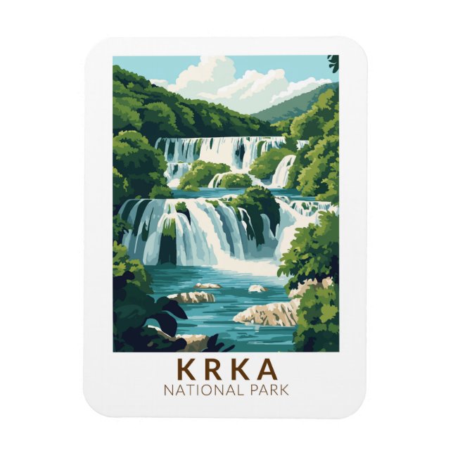 Ímã Krka National Park Croácia Ilustração Viagem Art (Vertical)