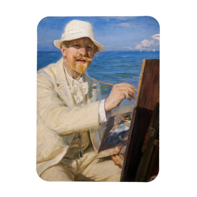 Ímã Kroyer - Autorretrato na praia de Skagen (Vertical)