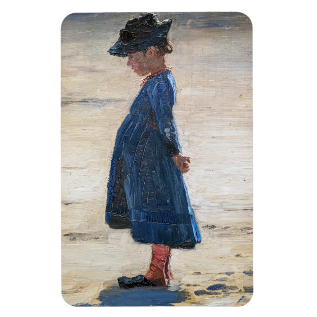 Ímã Kroyer - Menina parada em Skagen Beach (Vertical)