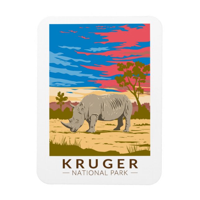 Ímã Kruger National Park White Rhinocerontes Viagem Ar (Vertical)