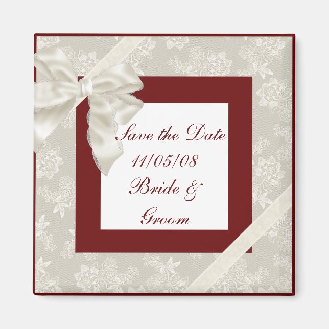 Imã KRW Red e White Custom Save the Date Weding (Frente)