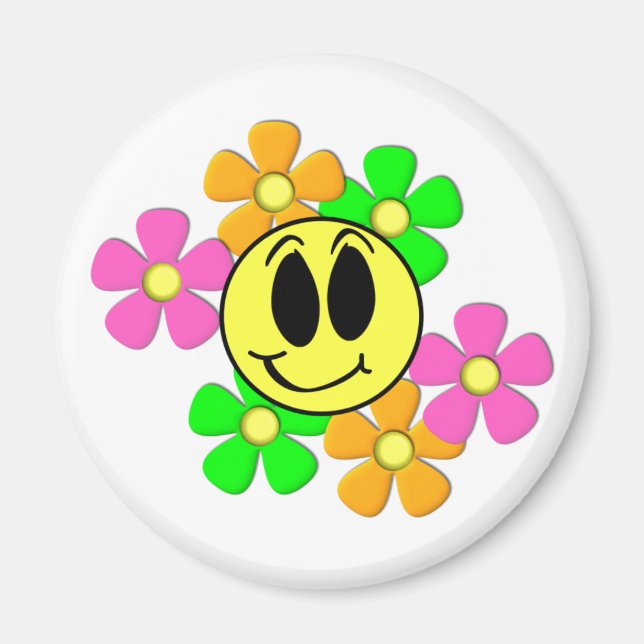 Imã KRW - Rotro-Sorriso Face e Flores Neon (Frente)