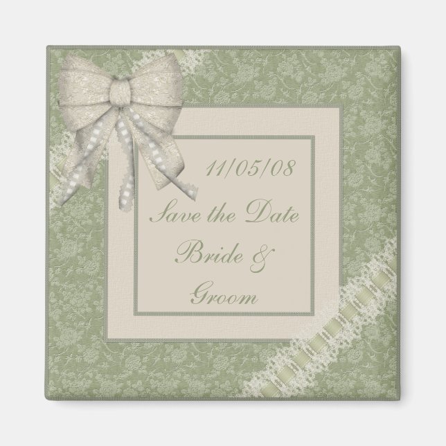 Imã KRW Sage Green - Guarde o casamento de data (Frente)
