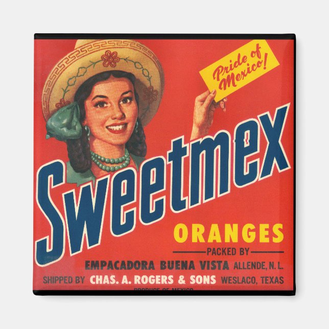 Imã KRW Vintage Magnet De Etiqueta Laranja De Mex Doce (Frente)