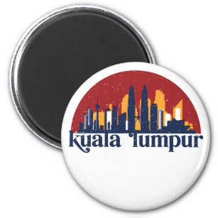 Imã Kuala Lumpur Malásia Retro City Skyline Cityscape