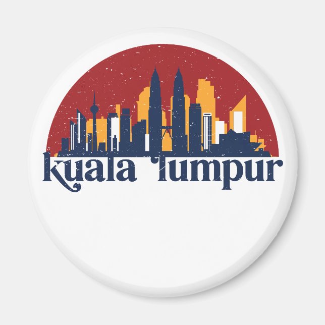Imã Kuala Lumpur Malásia Retro City Skyline Cityscape (Frente)