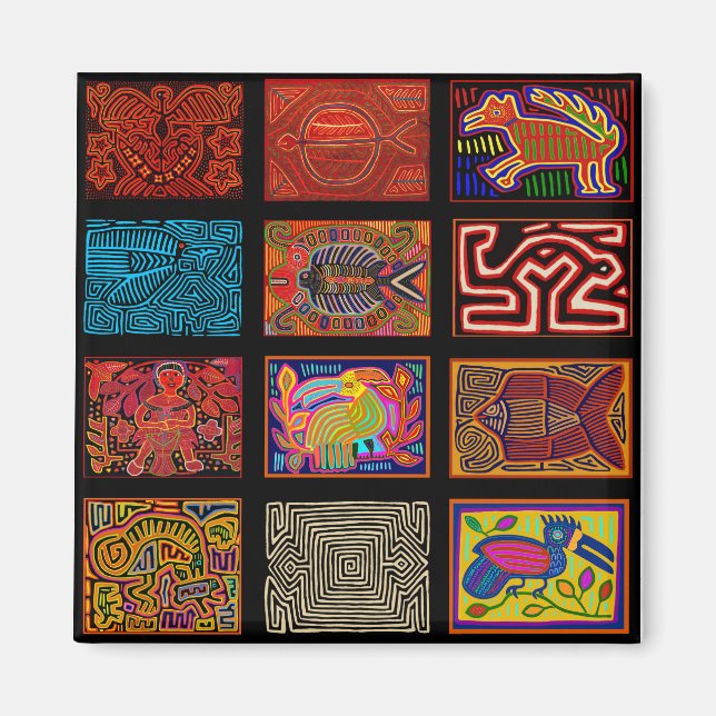 Imã Kuna Indian Mola Collage (Frente)
