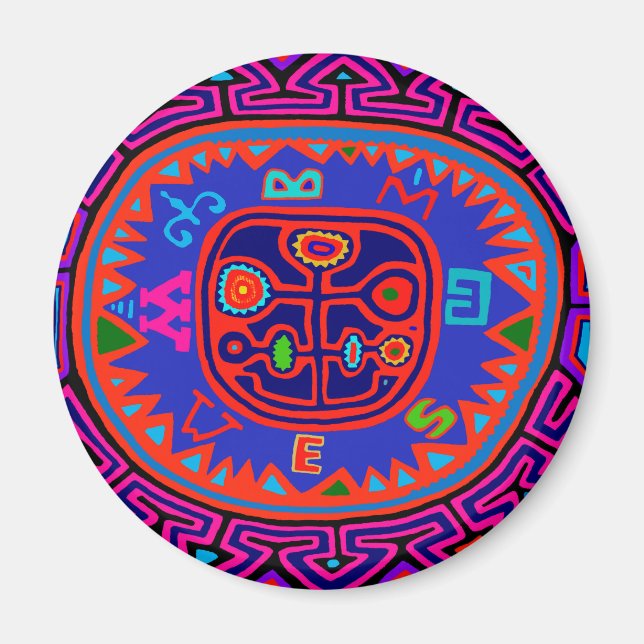 Imã Kuna Indian Mola Compass (Frente)