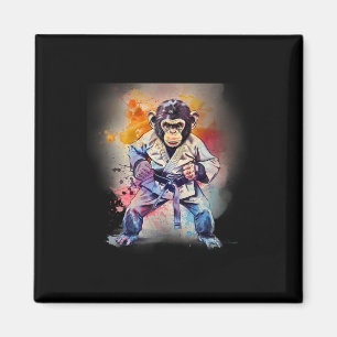 Imã Kung Fu Macaco Aquarela Kickboxing Mma Amante de M