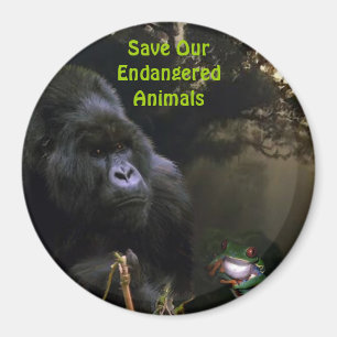 Imã Kunga Mountain Gorilla & Sapo Willife Art Magnet
