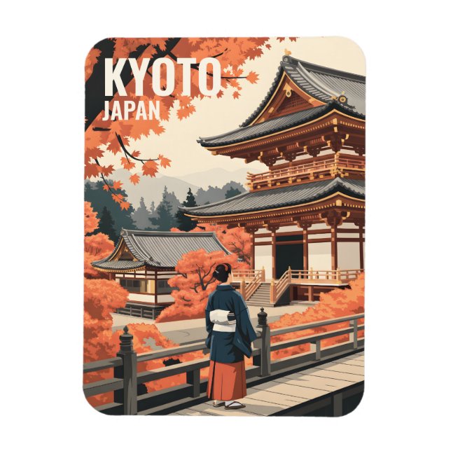 Ímã Kyoto Japan Travel Autumn Temple Retro Personalize (Vertical)