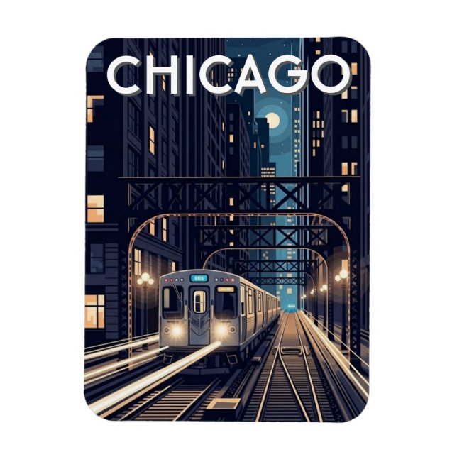 Ímã L Train Chicago Illinois Travel (Vertical)