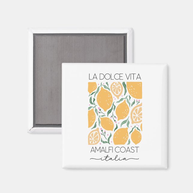 Imã La Dolce Vita Amalfi Coast Itália Lemons Viagem (Front/Back)