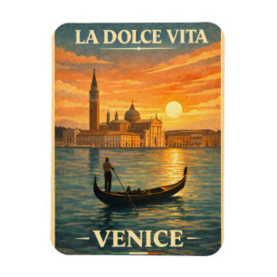 Ímã La Dolce Vita - Cartaz de Viagem Antigo de Veneza