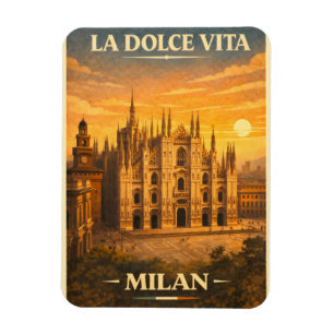 Ímã La Dolce Vita - Cartaz de Viagem Vintage de Milão
