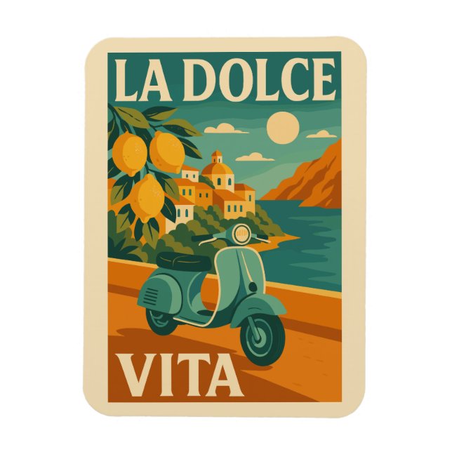 Ímã La Dolce Vita – Retro Italian Coast Travel (Vertical)