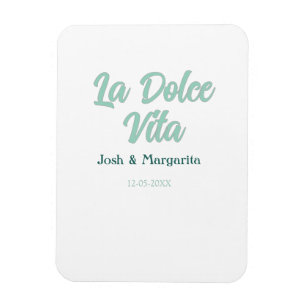 Ímã La Dolce Vita verde azul pastel nome data casament