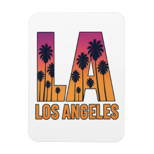 Ímã LA Los Angeles Palm Trees Sunset Retro Design
