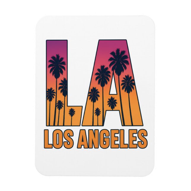 Ímã LA Los Angeles Palm Trees Sunset Retro Design (Vertical)