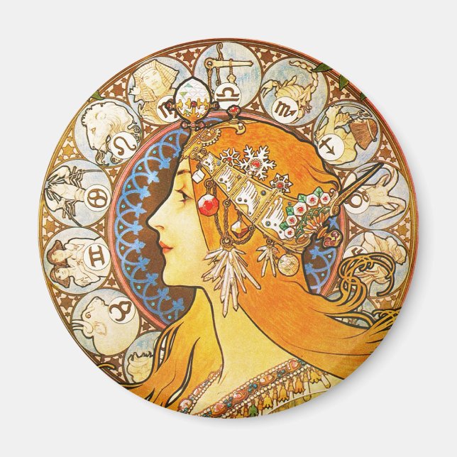 Imã La Plume Zodiaque, Mucha (Frente)