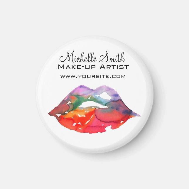 Imã Lábios Arco-Íris Negros Desenho por Aquarela Monta (Frente)