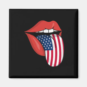 Imã Lábios Da Língua Patriótica Americana Da Bandeira