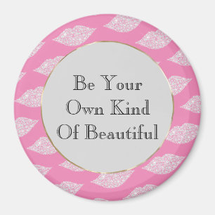 Imã Lábios de Diamantes Brancos de Cinzas Rosa