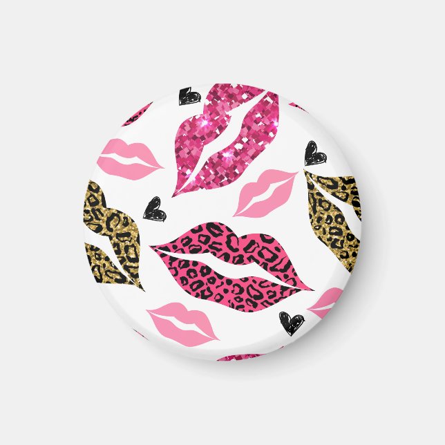 Imã Lábios reluzentes: Padrão de Moda Leopardo (Frente)
