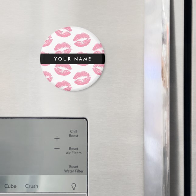 Imã Lábios Rosa, Beijo, Batom, Seu Nome, Personalizar (In Situ (Fridge))