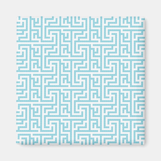 Imã Labirinto Azul Claro e Branco (Frente)
