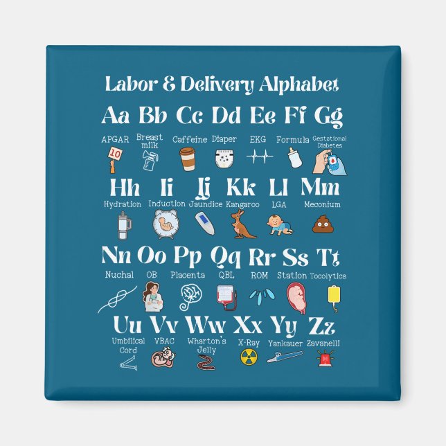 Imã Labor And Delivery Alphabet Nurse New Nurse Gradua (Frente)