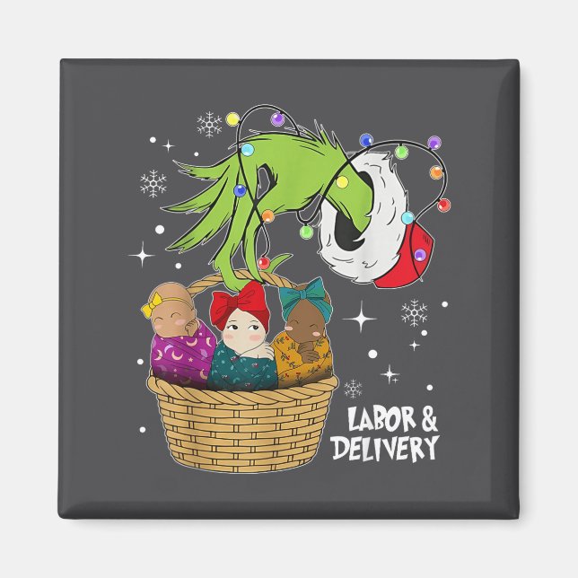 Imã Labor And Delivery Nurse Christmas Lights Snowflak (Frente)