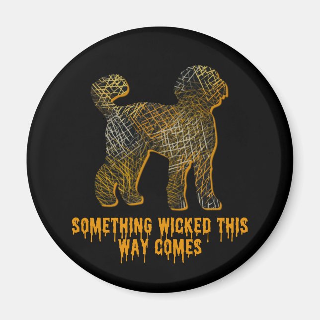 Imã Labradoodle Dog Silhouette Diversão Halloween (Frente)