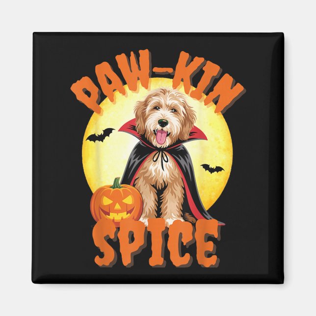 Imã Labradoodle Engraçado Abóbora Dia das Bruxas Amant (Frente)