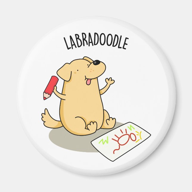 Imã Labradoodle Funny Labrador Dog Pun (Frente)
