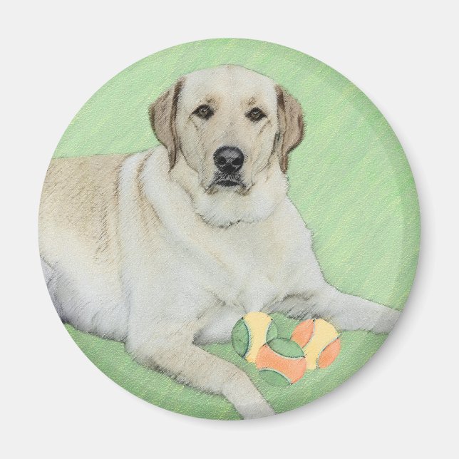 Imã Labrador Amarelo - Impressão de Retriever e Tênis (Frente)