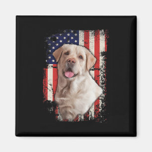 Imã Labrador Amarelo Labs Patriótico Americano Bandeir