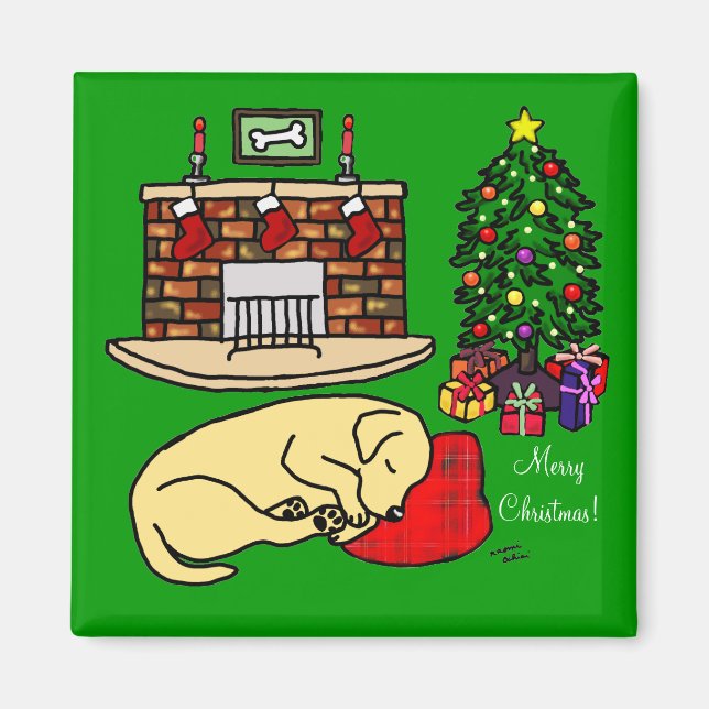 Imã Labrador Amarelo - Magnetos de Natal do Retriever (Frente)